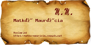 Matkó Maurícia névjegykártya